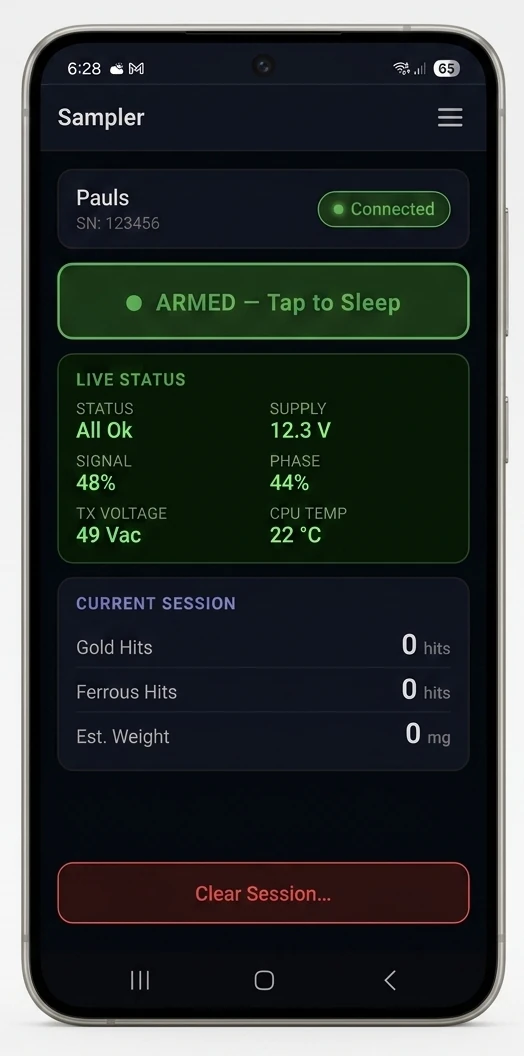 The Sampler companion App on a Samsung S24